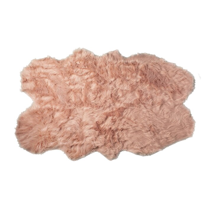 Everly Quinn Laperle Dusty Rose Faux Sheepskin Fur Area Rug Reviews